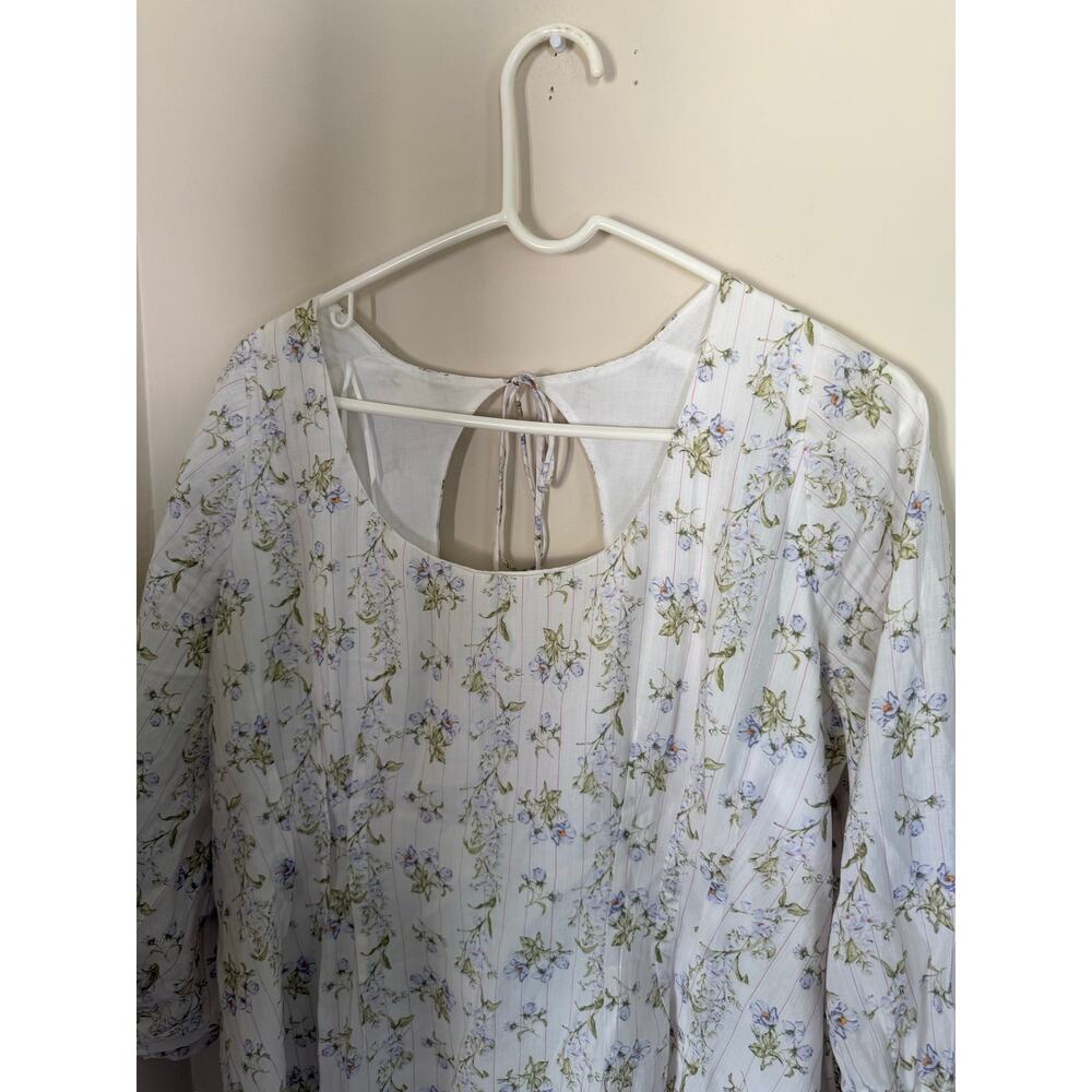 H&M X Brock Collection | Preppy Summer Floral Cottagecore Bubblehem Mini Dress - Picture 4 of 15
